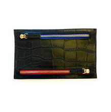Multi currency Croco Leather Wallet - Travel Purse -  4 Zipped Compartments for different currencies - Four Coloured Zip to easy currency identification - myliora.com