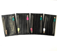 Multi Currency Croco Embossed Leather Wallet