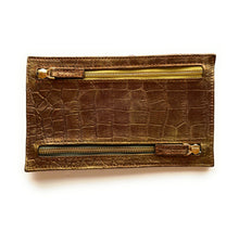 Multi currency Croco Leather Wallet - Travel Purse -  4 Zipped Compartments for different currencies - Four Coloured Zip to easy currency identification - myliora.com