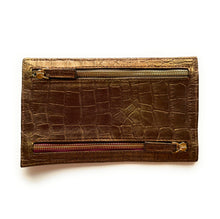 Multi currency Croco Leather Wallet - Travel Purse -  4 Zipped Compartments for different currencies - Four Coloured Zip to easy currency identification - myliora.com