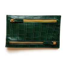 Multi currency Croco Leather Wallet - Travel Purse -  4 Zipped Compartments for different currencies - Four Coloured Zip to easy currency identification - myliora.com