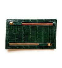 Multi currency Croco Leather Wallet - Travel Purse -  4 Zipped Compartments for different currencies - Four Coloured Zip to easy currency identification - myliora.com