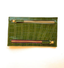 Multi currency Croco Leather Wallet - Travel Purse -  4 Zipped Compartments for different currencies - Four Coloured Zip to easy currency identification - myliora.com