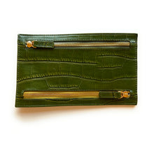 Multi currency Croco Leather Wallet - Travel Purse -  4 Zipped Compartments for different currencies - Four Coloured Zip to easy currency identification - myliora.com