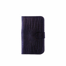 Croco Embossed Card Holder Leather, Black | MYLIORA.COM