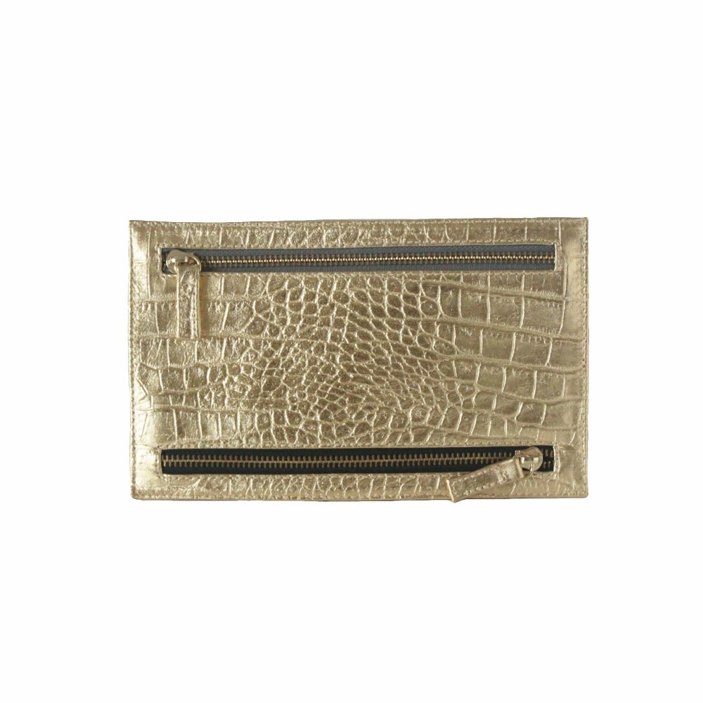 Multi Currency Croco Embossed Leather Wallet - MYLIORA