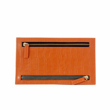 Currency Money Wallet Purse, Croco Leather, Orange