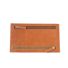 Currency Wallet Purse, Croco Leather, Antique Tan