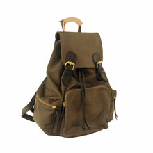 Large Rucksack Backpack Leather in Khaki | MYLIORA.COM