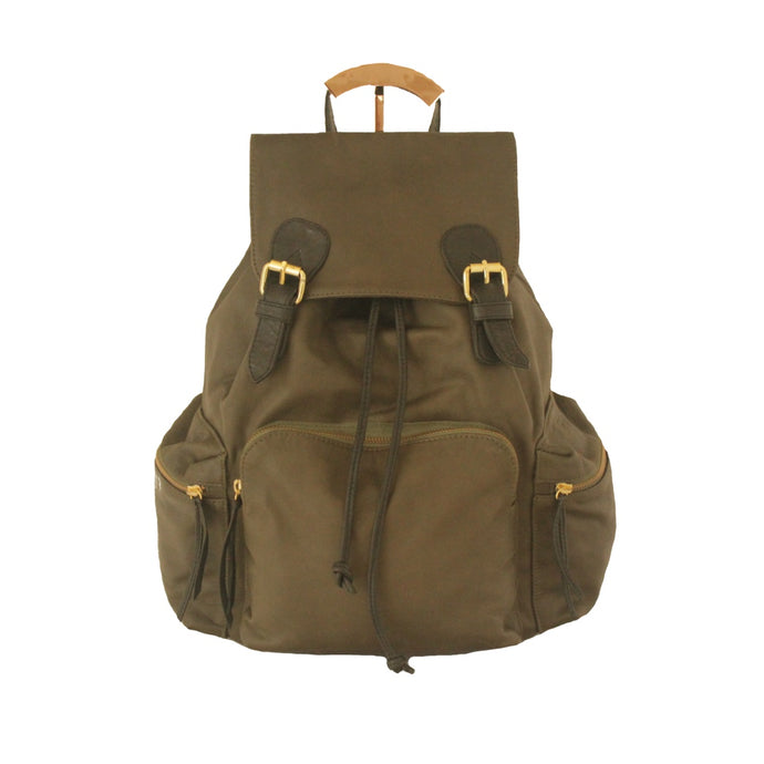 Womens Backpack Genuine Leather, Khaki | myliora.com